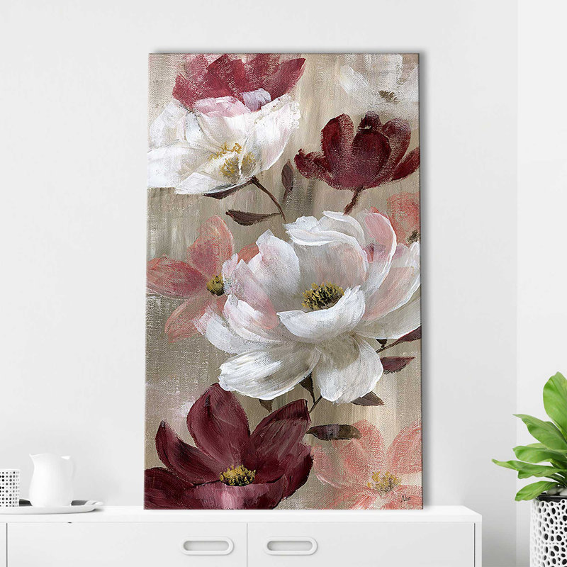Transient Garden Reds II par Nan - Peinture, Toile tendue, H 60 po x l 36 po x P 1,5 po