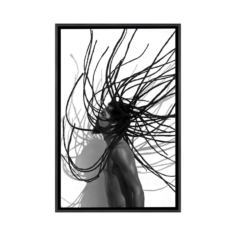 "Locs" par Gregory Prescott, impression, Pas de tapis, H 40 po x l 26 po x P 1,5 po, Toile avec cadre noir patiné