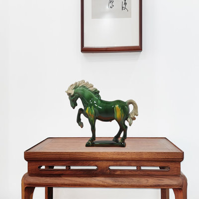 Sculpture en céramique en forme de cheval, œuvre d'art tricolore Tang de 8 pouces fabriquée à la main, décor de maison et de bureau d'inspiration musée 