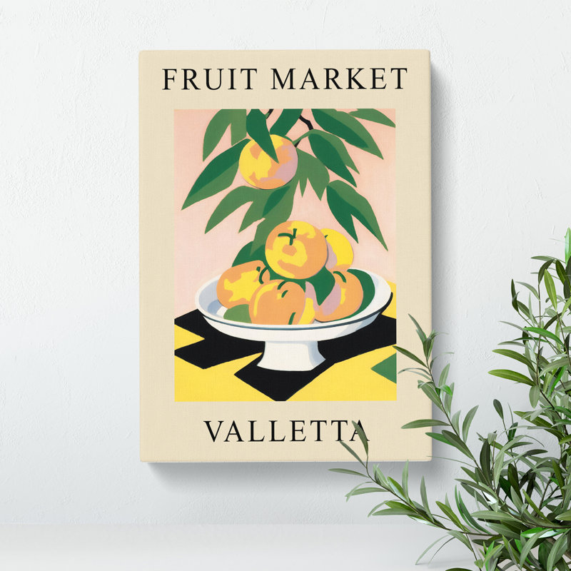 XMKTMKT-490 Peach Valetta Fruit Market - Wrapped Canvas Print, 50cm H x 35cm W x 3cm D