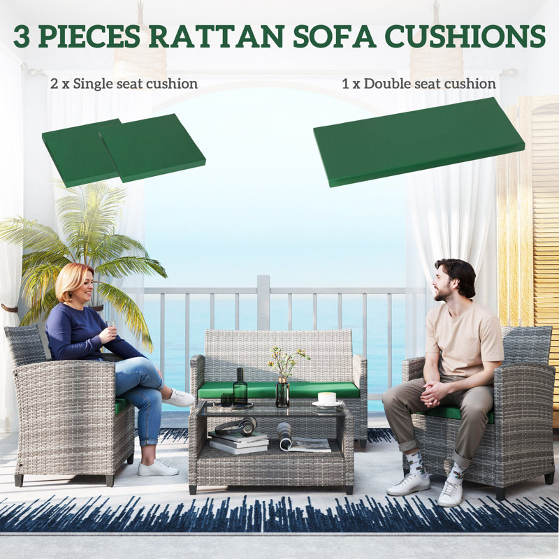 Outdoor Seat Cushion Set, Green