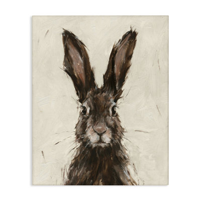 Brown/Beige European Rabbit Hare Portrait Painting by Ethan Harper - Graphic Art Print