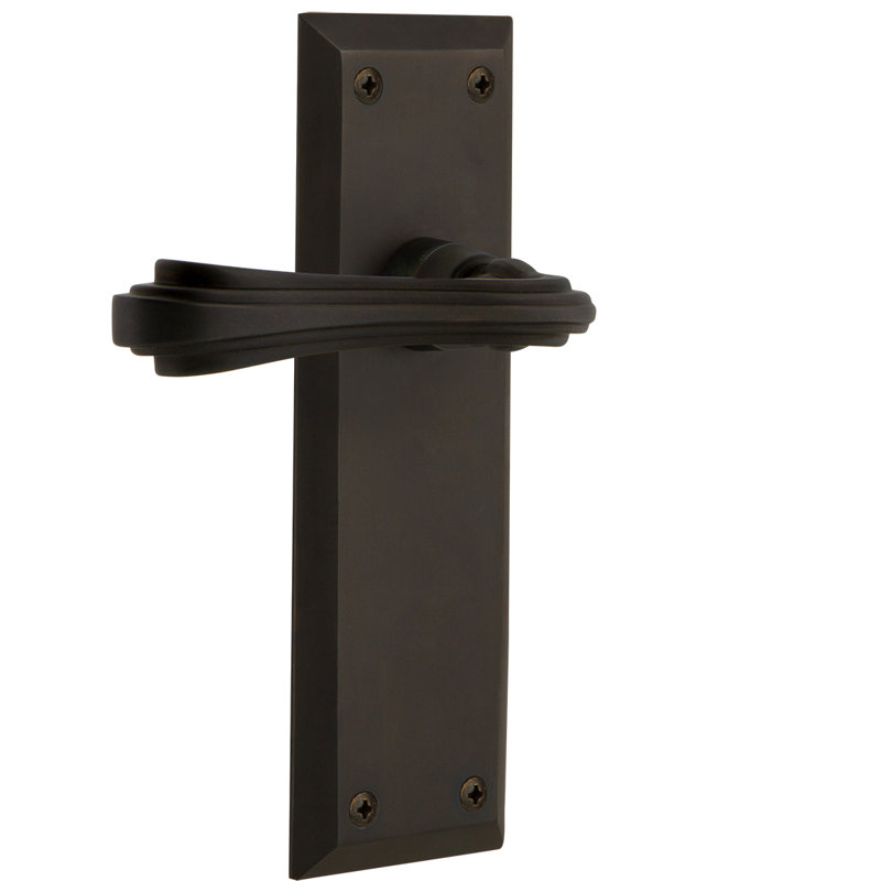 New York Plate Single Dummy with Fleur Lever, Right Handed, Oil-Rubbed Bronze