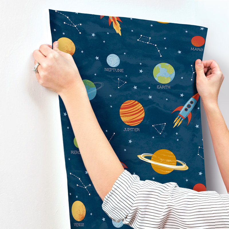 Solar System Blue Outer Space Wallpaper