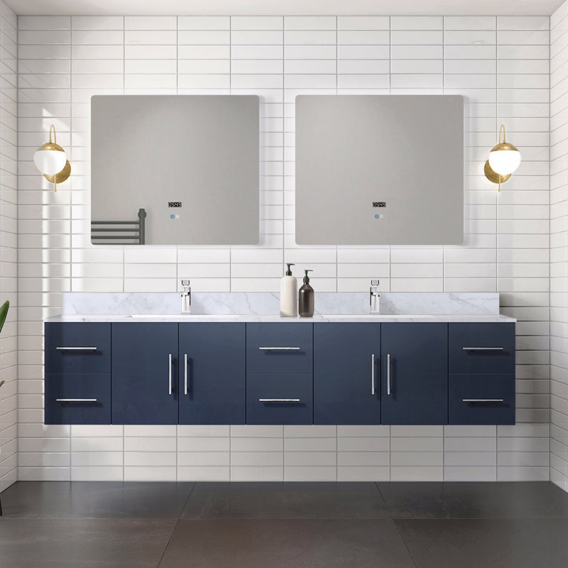 Meuble-lavabo double 84 po X P 22 po D, Bleu