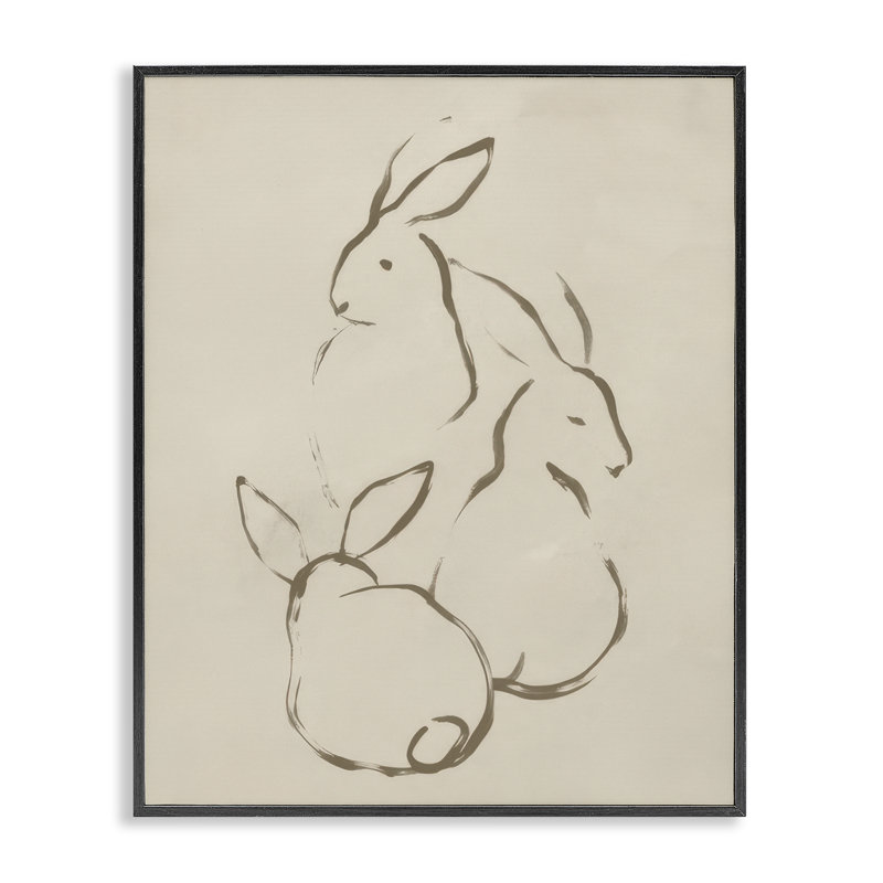 «Earthtone Rabbit S croquis», estampe numérique par June Erica Vess be-843, Giclée encadrée noir minuit, H 14 po x l 11 po