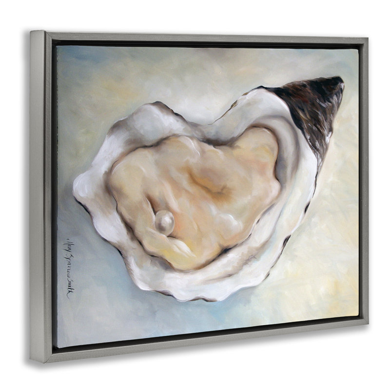 Cadre flottant Luminescent Oyster Pearl, design par Mary Sparrow, H 17 po x l 21 po, Cadre flottant gris lustré