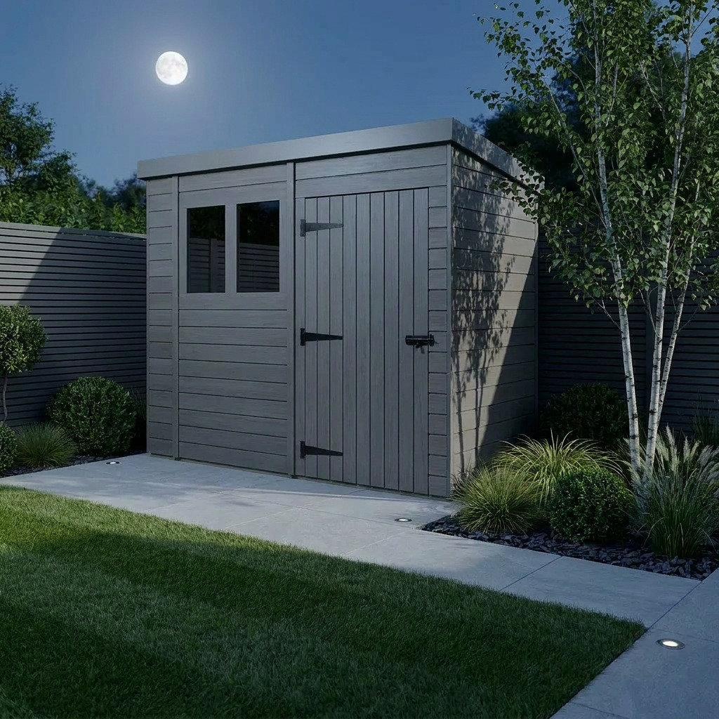 Total Sheds 11ft x 8ft Composite Pent Garden Shed - Single Door - With Windows - EPDM Rubber Roof - UK Manufactured