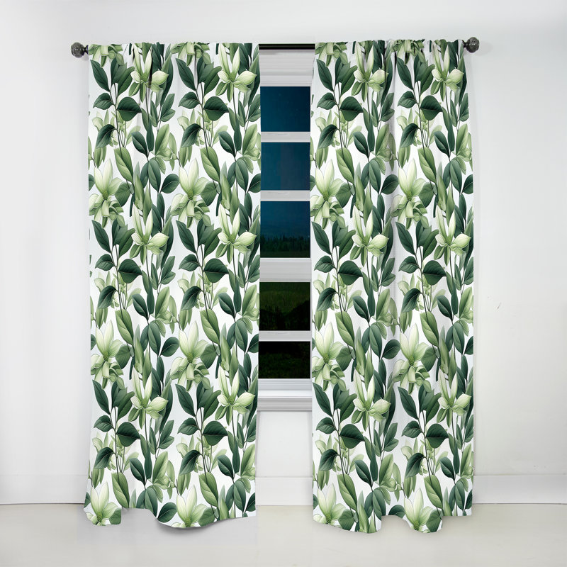 Motif tropical de plantes vertes - Rideau floral - Rideau floral obscurcissant - 1 panneau, L 52 po x L 95 po