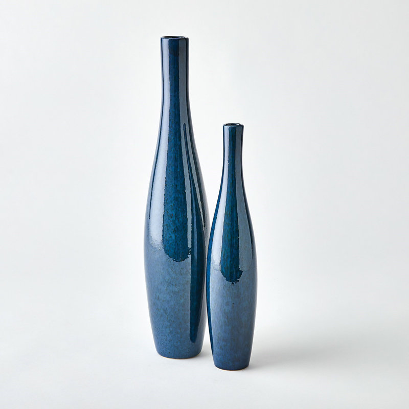 Boliche Vase-Short, Overall Height-  18.50", Blue