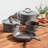 Rachael Ray Cook & Create Nonstick Cookware Pots and Pans Set, 6 Piece, Gray