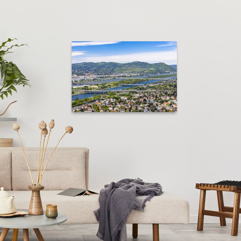 Panoramic Vienna River View Vibrant Abstract Contemporary City Landscape Wall Art Print by Melanie Viola - Print