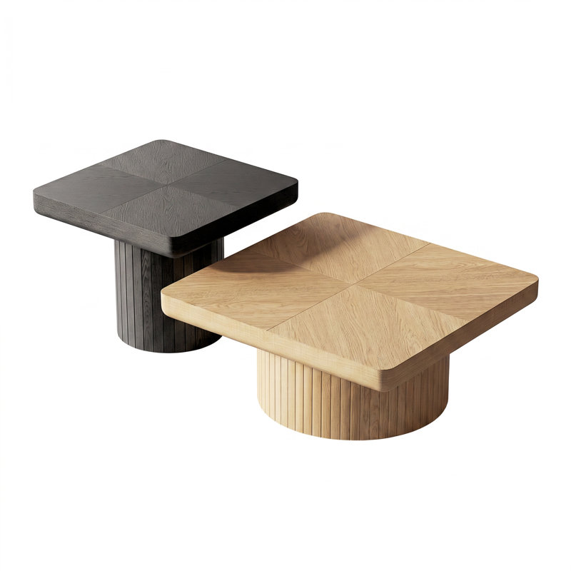 Ensemble de tables basses gigognes Modern Wood, Black;Natural