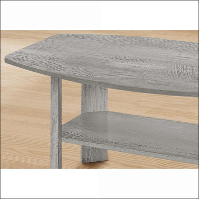 Ensemble de tables basses 3 pièces à finition bois gris pour salon, bords arrondis et amp; Tablettes inférieures