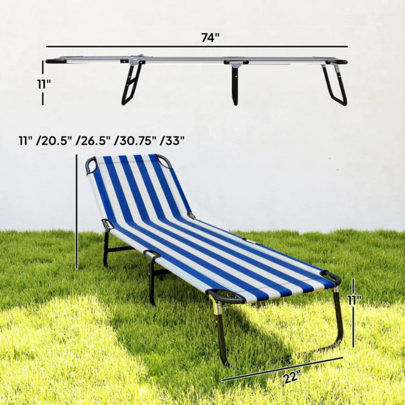 Chaise longue inclinable 74 po, Blue/Black