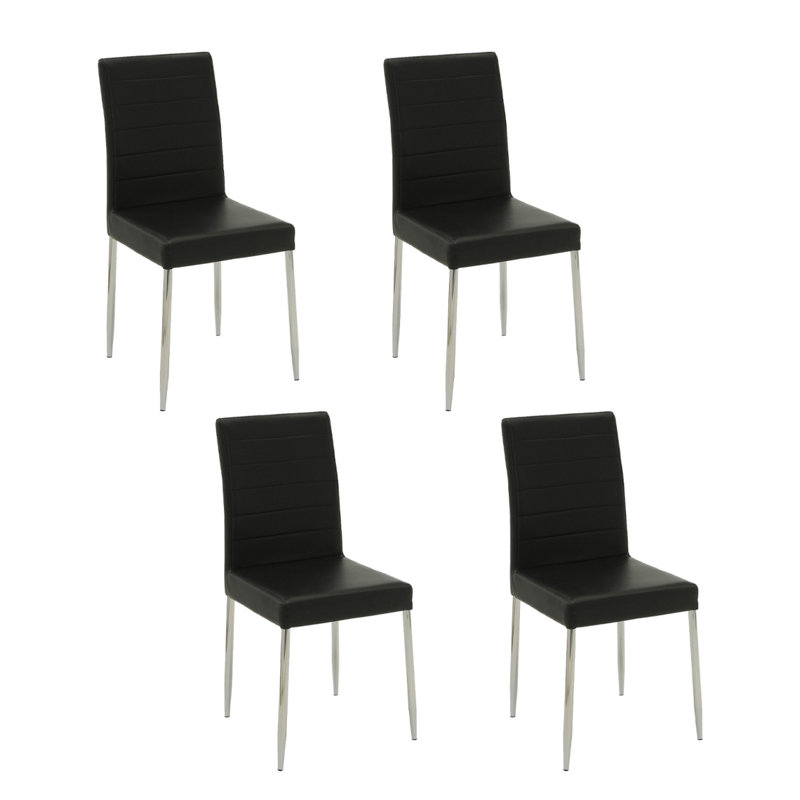 Ensemble de 4 chaises de salle à manger rembourrées en similicuir, Noir