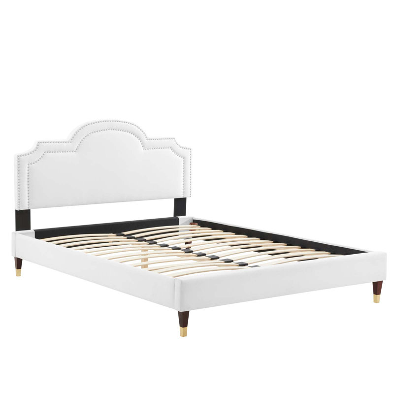 Modway Aviana Performance Velvet Bed, White, King