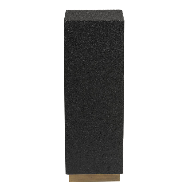 Small Black Lava Stone Pedestal with Gold Metal Base
