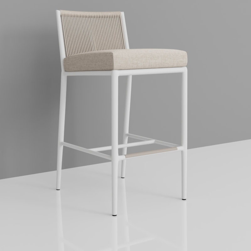 Tabouret de bar avec coussin Sabbia, Sunbrella® Echo Ash, 32"