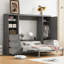 Grand lit escamotable mural avec placard, tiroirs et tablettes
