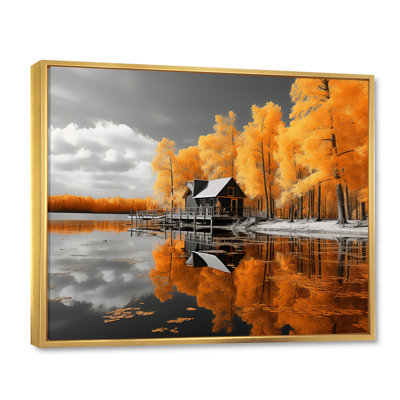 Yellow Lakehouse Reflections Of Serenity I sur impression sur toile