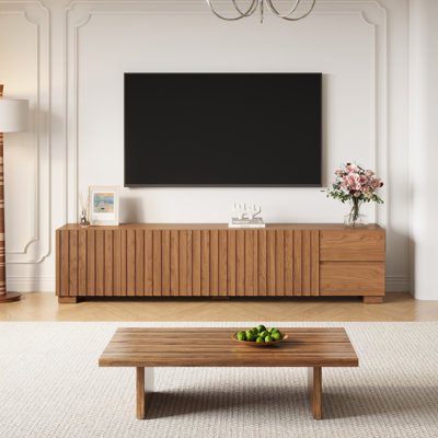 78'' Mid Century Modern Media Console for 85 Inch TV with Drawers and Cabinets, Wooden Entertainment Center for Living Room Apartment