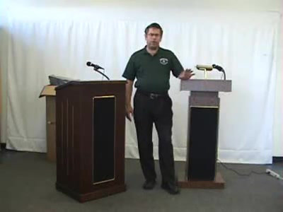 Brown MDF and Laminate Lectern with Amplifier and Microphone
