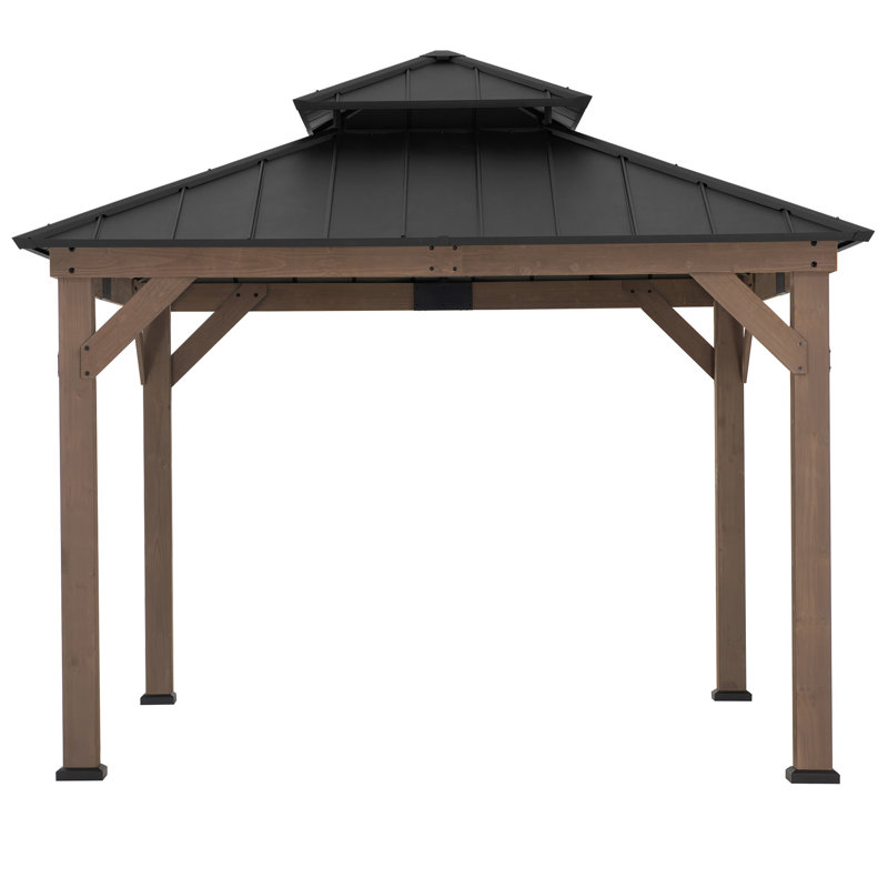 Sunjoy 11' x 11' Cedar Frame Gazebo with Steel Roof