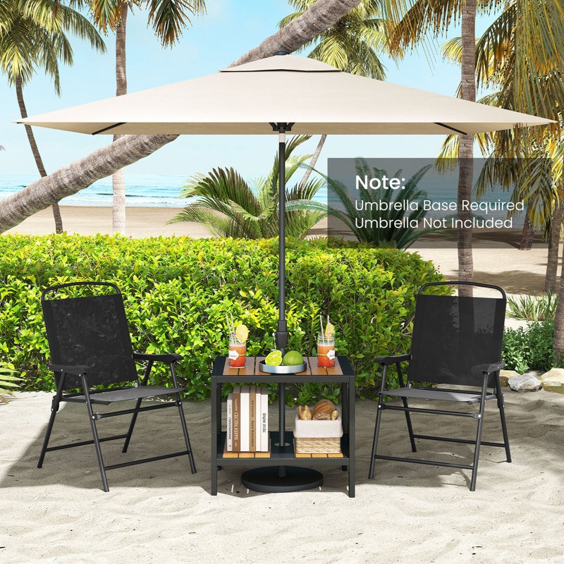  Table de bout à 2 niveaux pour table d'appoint à 2 niveaux avec tablette de rangement pour parasol de 1,57 po, 2