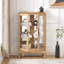 Vitrine lumineuse en verre avec dossier en miroir et tablettes réglables
