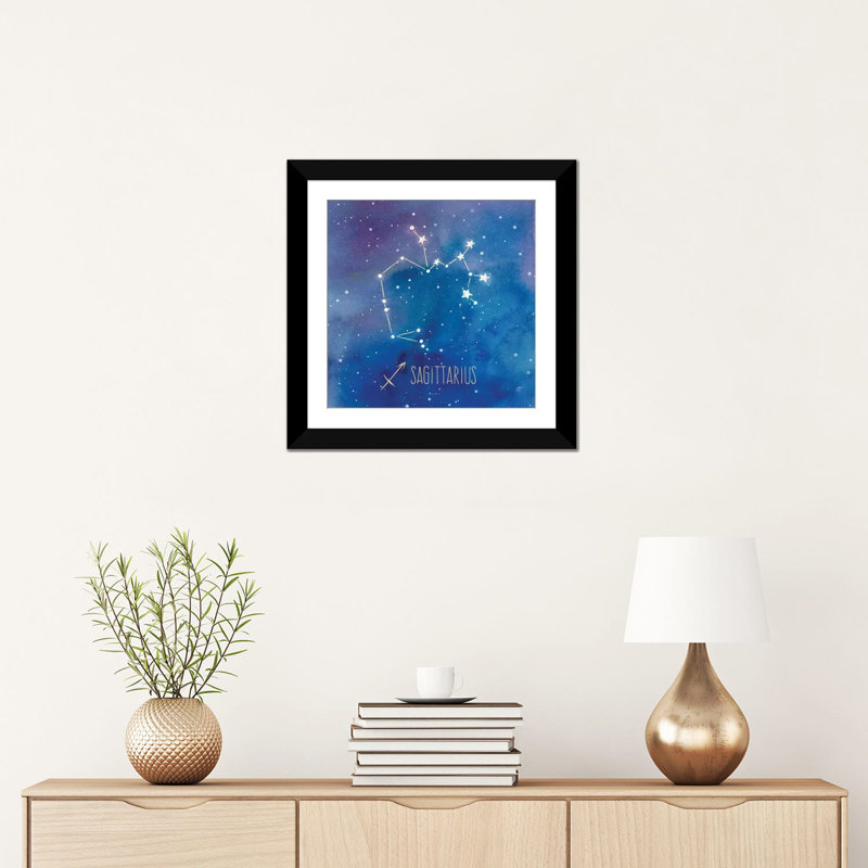 « star sign sagittarius », impression sur toile, H 24 po x l 24 po x P 1 po, Papier d'art encadré noir, Blanc
