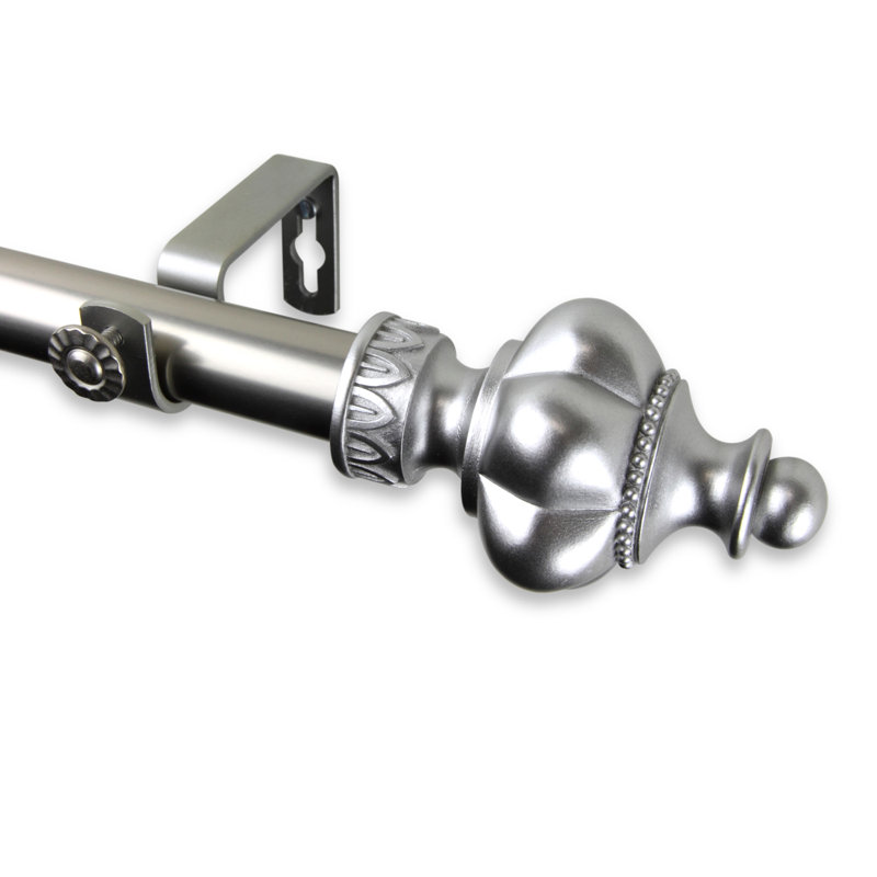 Baney Steel Adjustable 1'' Single Curtain Rod, Satin Nickel, 28" - 48" W