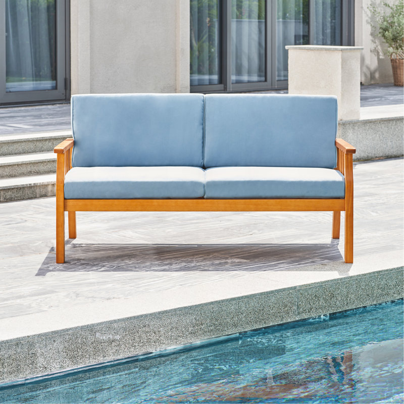 Banc d'extérieur en bois avec coussin Nautical Eucalyptus