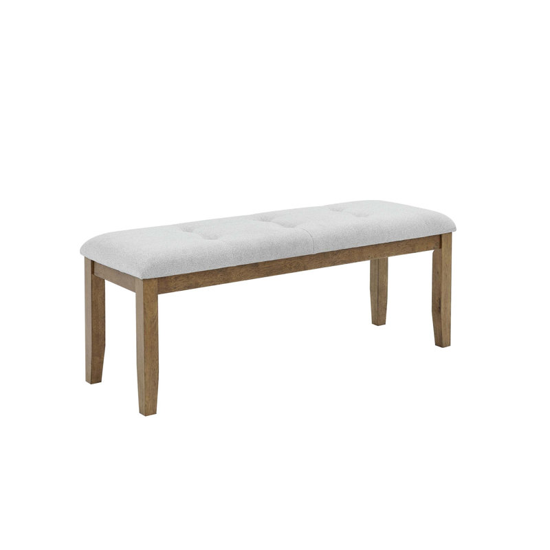 Darla Dining Bench With Tufted Fabric Seating And Warm Walnut Oak Finish,  For Comfortable And Stylish Dining, Brown Oak