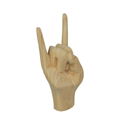 Statue Annegreth avec plateau et plateau de table, statue en bois sculpté rustique Albesia à la main en forme de corne, brun naturel - 8 x 4,25 x 2,5 pouces