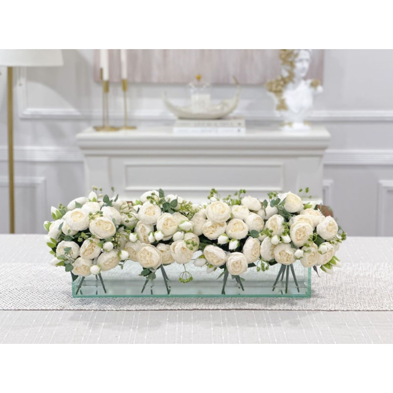 Roses Arrangement in Vase, 24, Cream