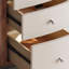 Bureau à 3 tiroirs brun noisette + bois massif ovale beige + métal-109080029-109080032