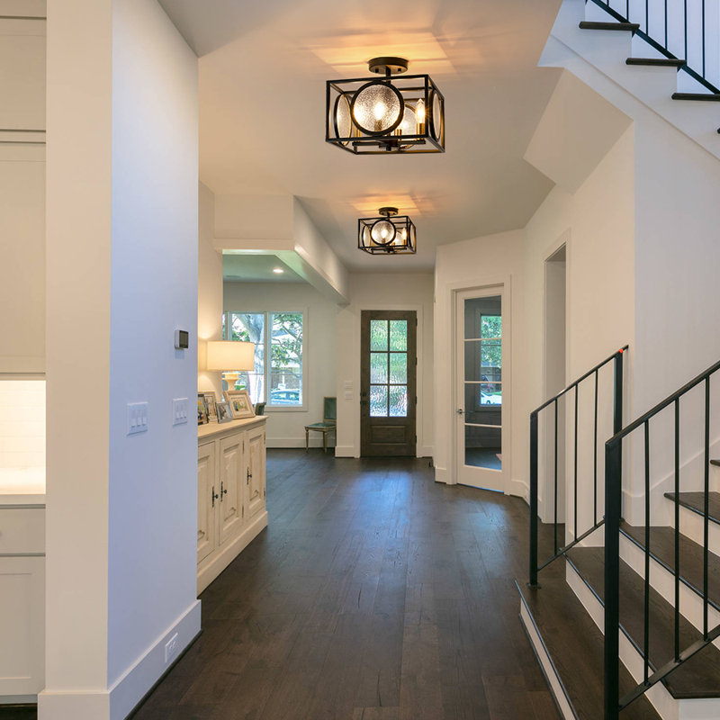 4 - Light Square Water Glass Semi Flush Mount