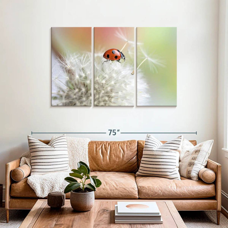 Harnek Ladybug On Dandelion, 36" H x 57" W