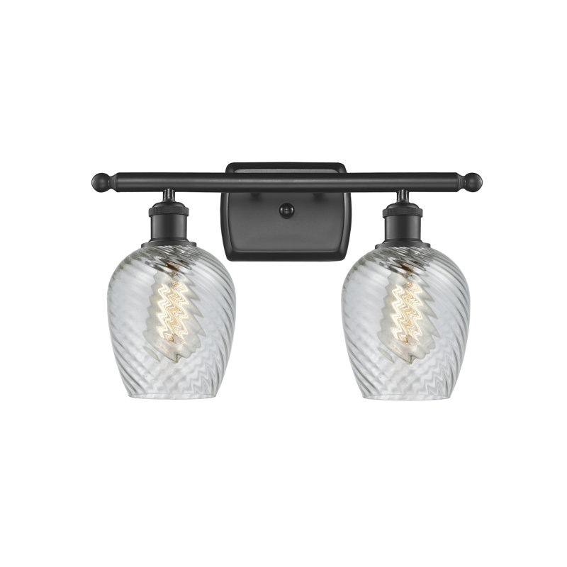 Éclairage pour salle de bain à intensité variable 2 lumières Lyman, Noir mat, Motif cannelé transparent