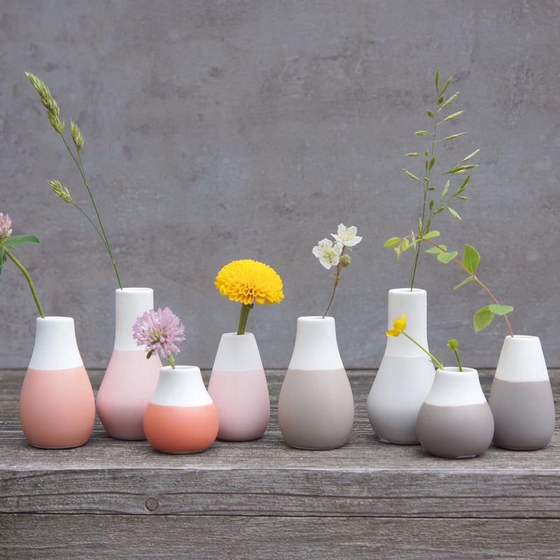 Pastel Two-Tone Mini Vases - Set of 4, Brown