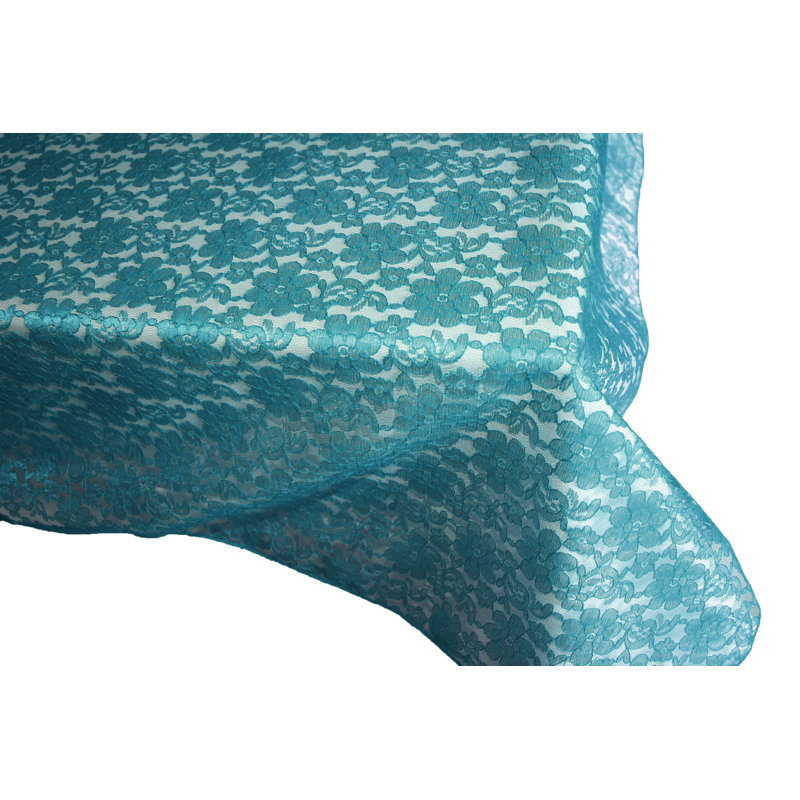 Floral Lace Overlay, 76" x 58", Teal
