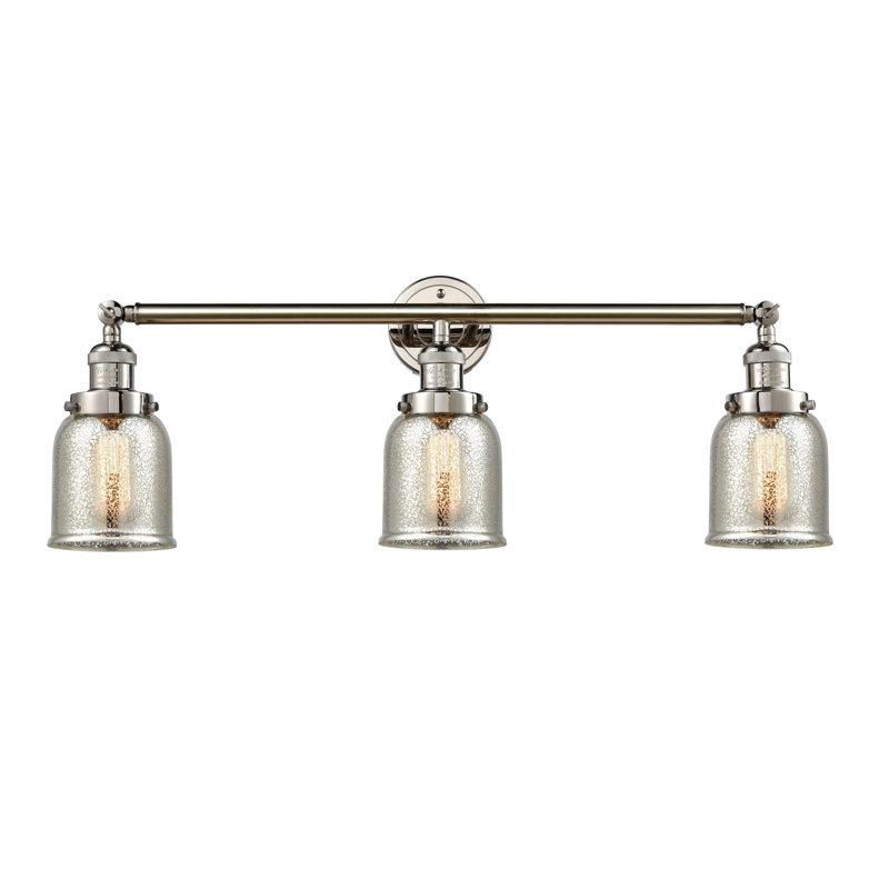 Aponte 3 - Light Dimmable Vanity Light, 60 Watt Vintage Incandescent Bulb, Silver Mercury, Brushed Satin Nickel