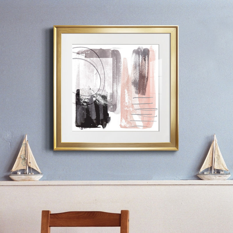 Coexistance III - reproduction encadrée de qualité supérieure - prête à être accrochée, Papier avec cadre doré, Blanc