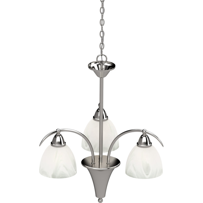 Kerris 3-Light Indoor Brushed Nickel Classic/Traditional Chandelier with Alabaster Glass Shades