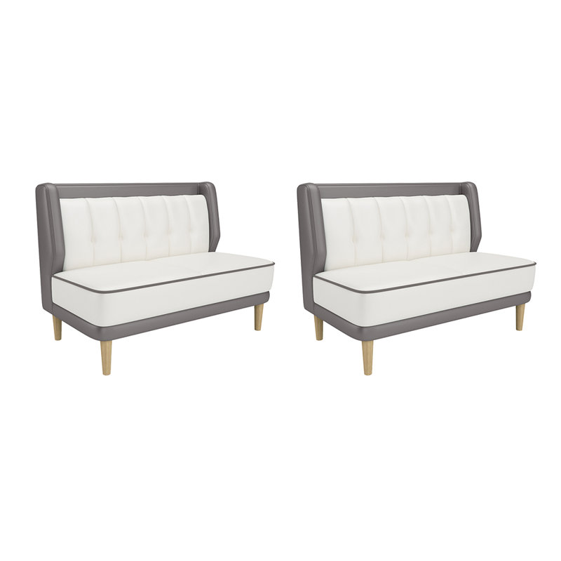 Banc rembourré en similicuir Nordic Modern, Blanc / gris