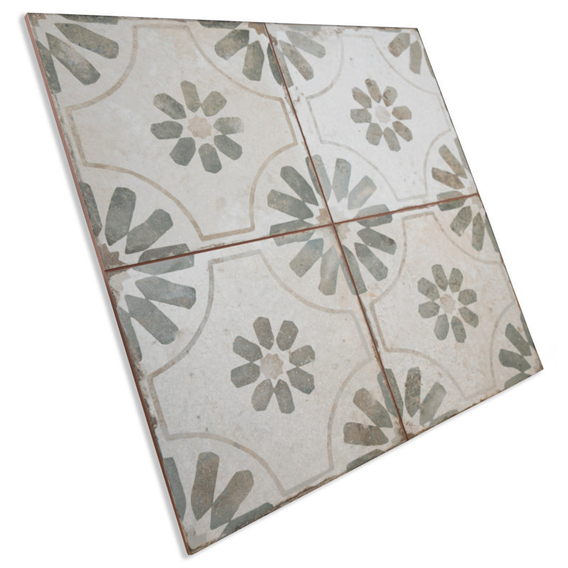 Carreau de céramique 17,63 po x 17,63 po Kings, Blanc vert