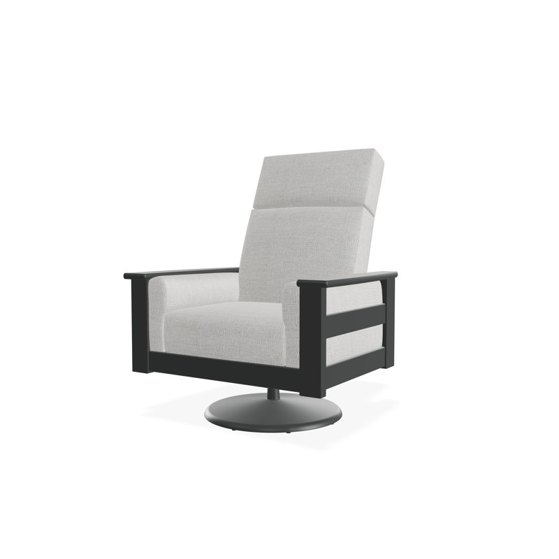 Leeward Polymer Outdoor Lounge Chair, Graphite, Grasscloth Cloud