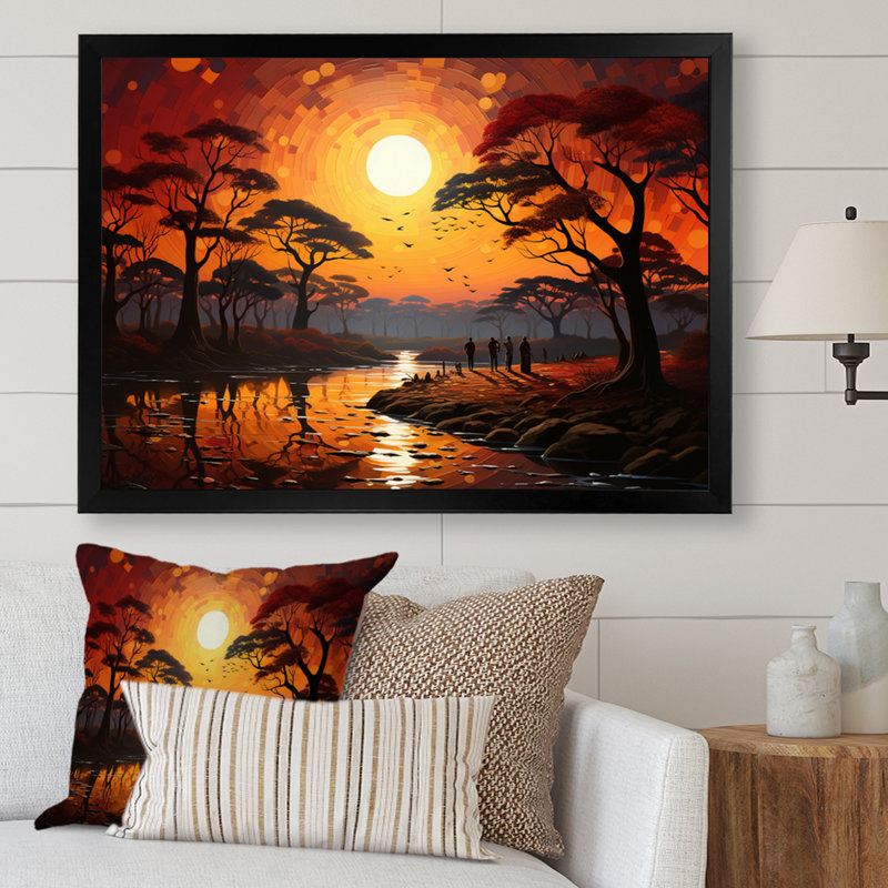 African Savannah Serenade V sur toile, H 24 po x l 32 po x P 1 po, Cadre simple noir