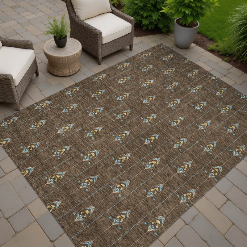 Machine Washable Indoor/Outdoor Chantille ACN2691 Kids Rug, 10' x 14', Chocolate